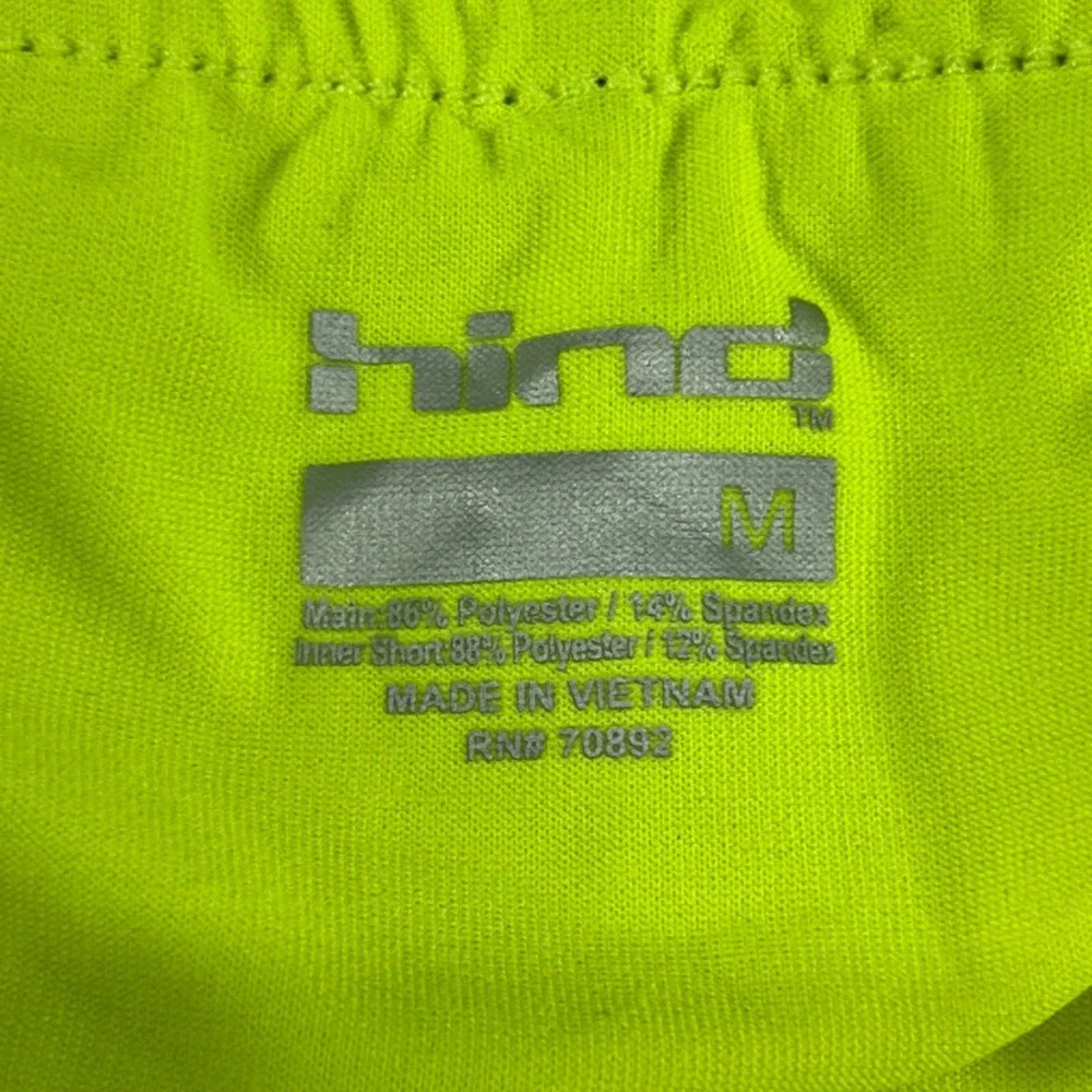 Hind Mens 2-in-1 Running Shorts Black Neon Yellow Compression Liner Size Medium